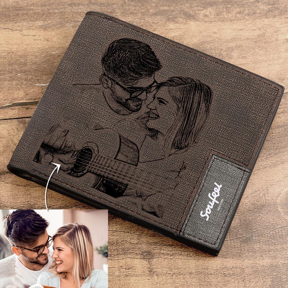 Mens Wallet, Personalized Wallet, Photo Wallet with Engraving Gift for Men
