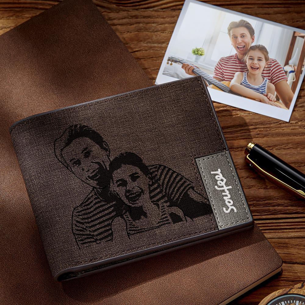 Mens Wallet, Personalized Wallet, Photo Wallet with Engraving Gift for Men