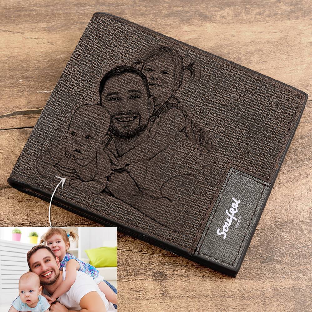 Mens Wallet, Personalized Wallet, Photo Wallet with Engraving Gift for Men-Christmas Gifts