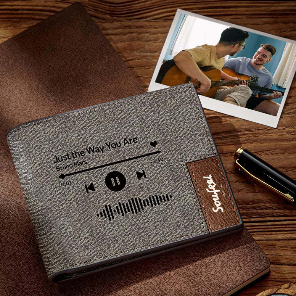 Custom Scannable Music Code Wallet Engraved Music Song Wallet Gifts for Family