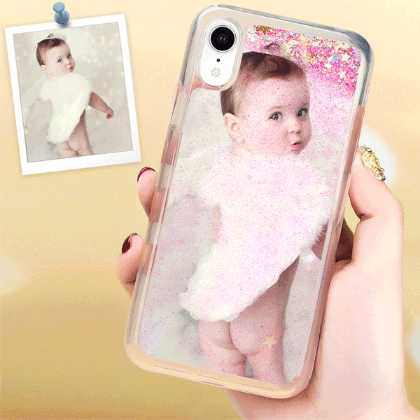 Custom Photo Phone Case Pink Quicksand with Little Heart - iPhone 6p/6sp