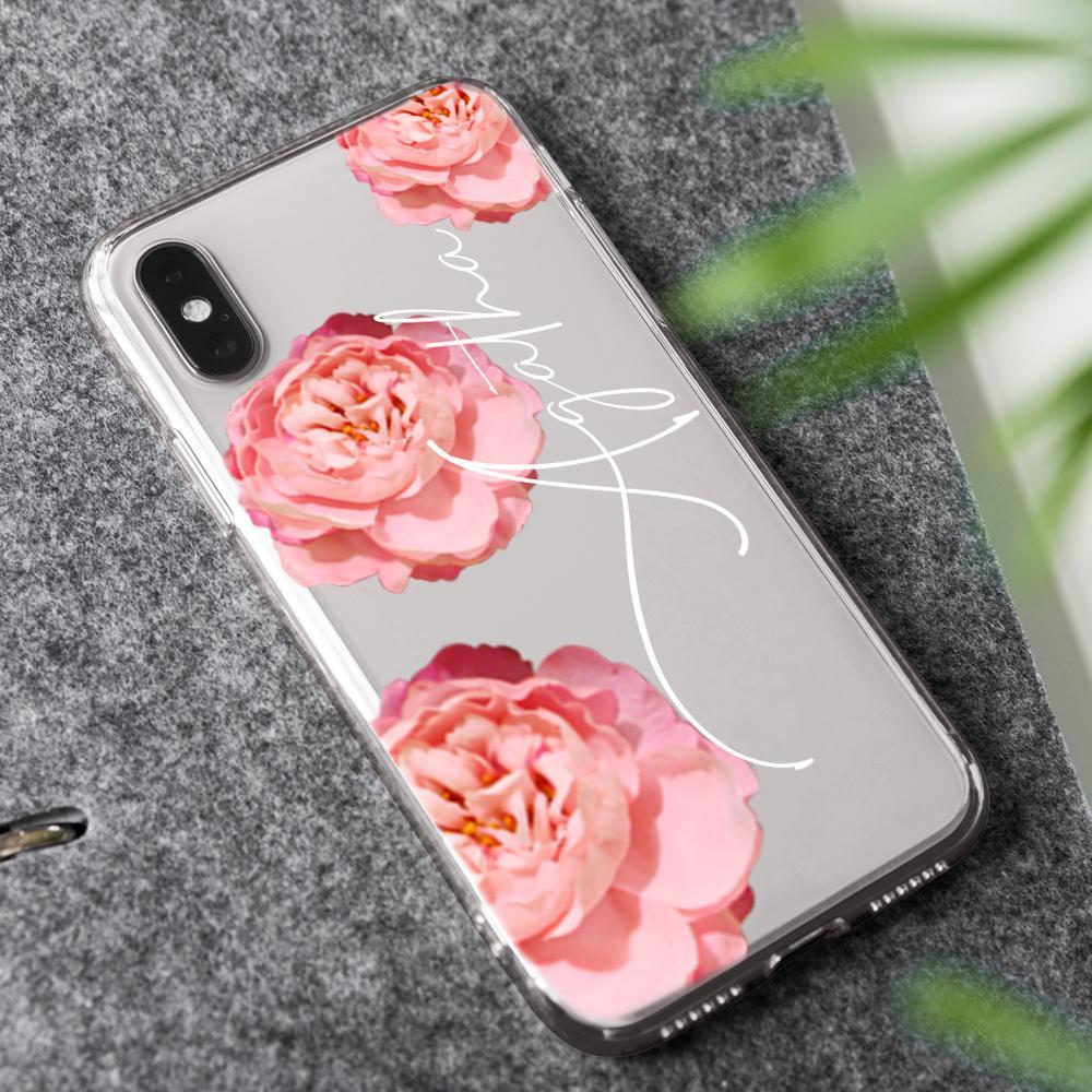 Custom Engraved iPhone Case iPhone XS Max Rose Theme Fashion Simplicity - soufeelau