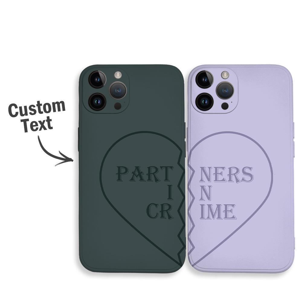 IPhone14ProMax Custom Text Heart-shaped Black Phone Case Soft Shell Matte for Couple - soufeelau