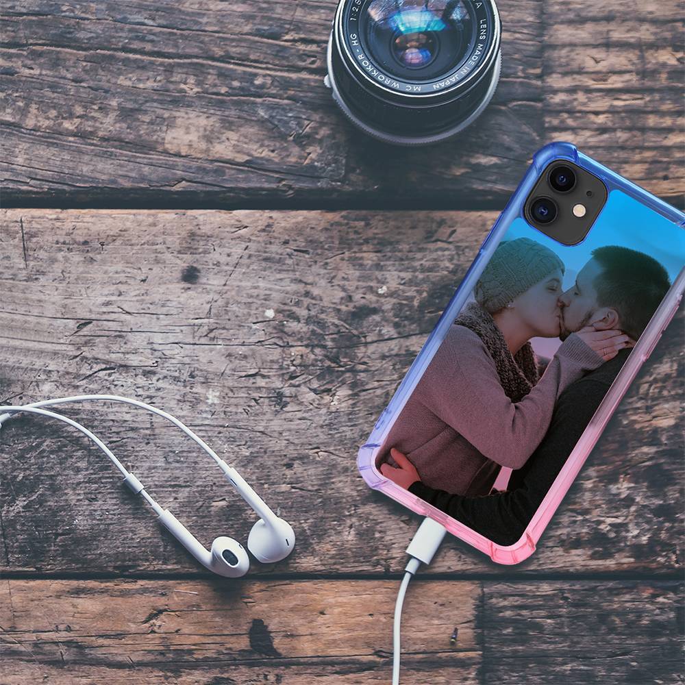 Custom Gradient Photo Phone Case Blue and Pink - iPhone 11