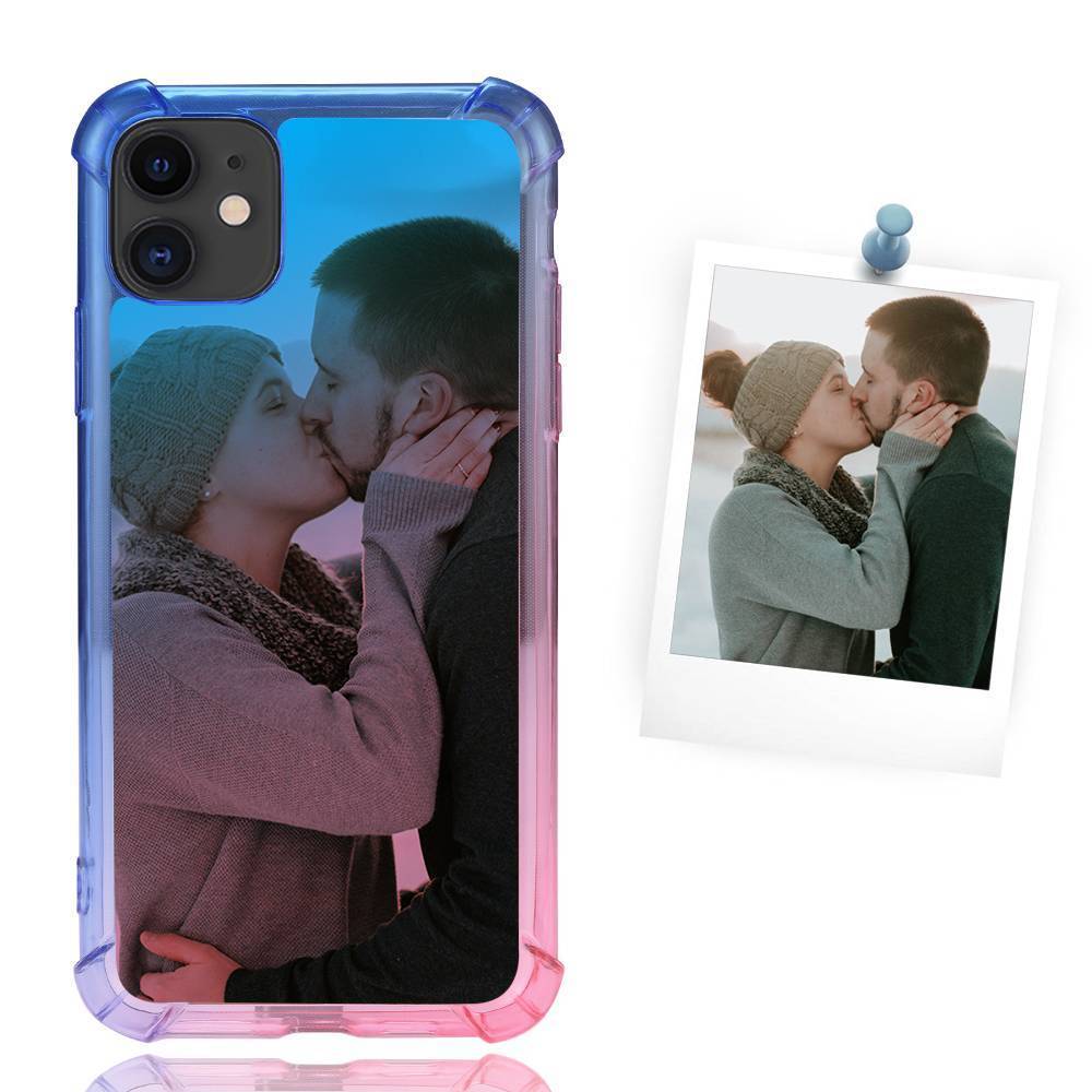 Custom Gradient Photo Phone Case Blue and Pink - iPhone 11