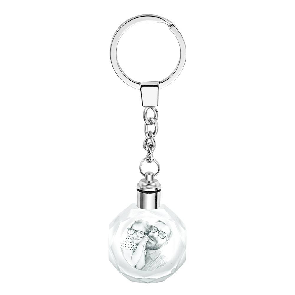 Custom Photo Crystal Keychain Couple's Gifts Octagon