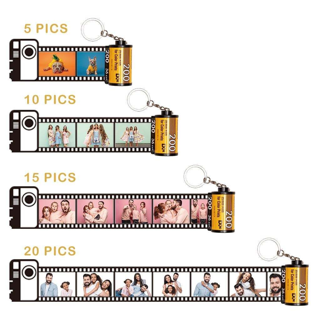 5 Pics Custom Photo Film Roll Keychain with Pictures Customized Photo Gifts for Friend