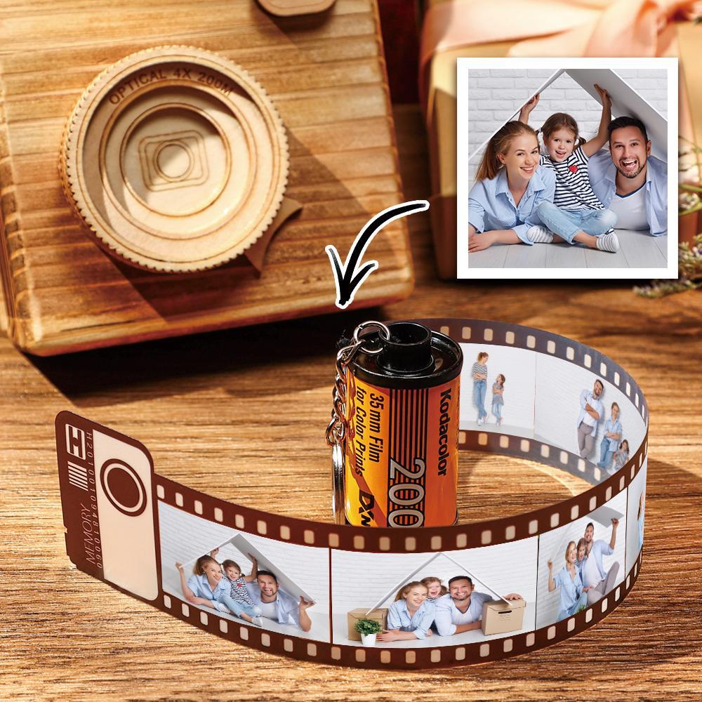 5 Pics Custom Photo Film Roll Keychain with Pictures Customized Photo Family Gifts