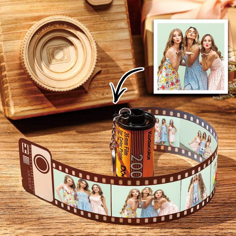 5 Pics Custom Photo Film Roll Keychain with Pictures Customized Photo Gifts for Friend