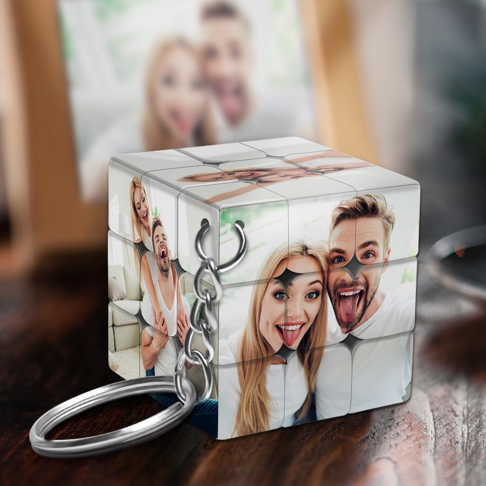 Custom Multiphoto Rubic's Cube Keychain Couples