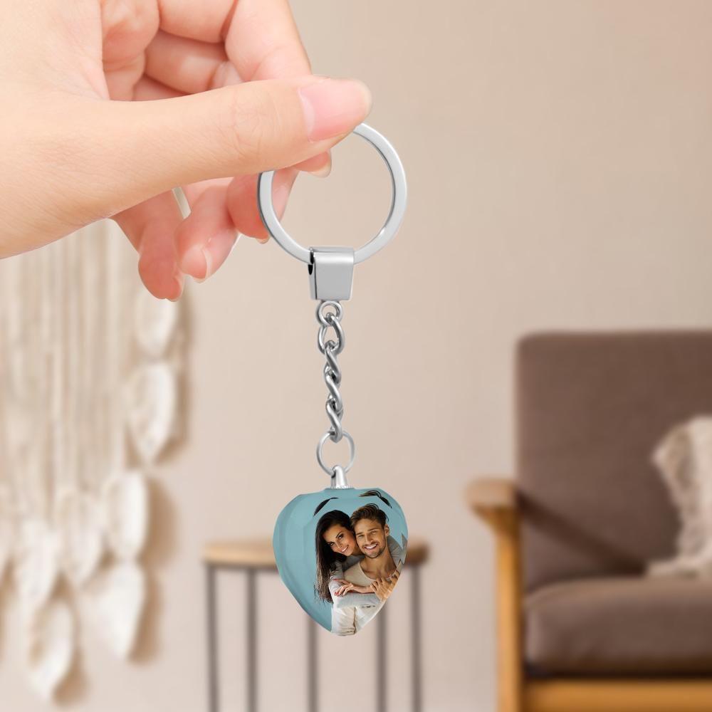 Custom Photo Keychain Crystal Keychain Father's Day Gift Heart-shaped