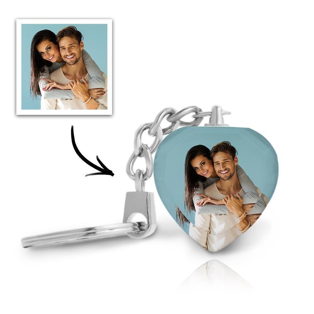 Custom Photo Keychain Crystal Keychain Father's Day Gift Heart-shaped -Christmas Gifts-Christmas Gifts