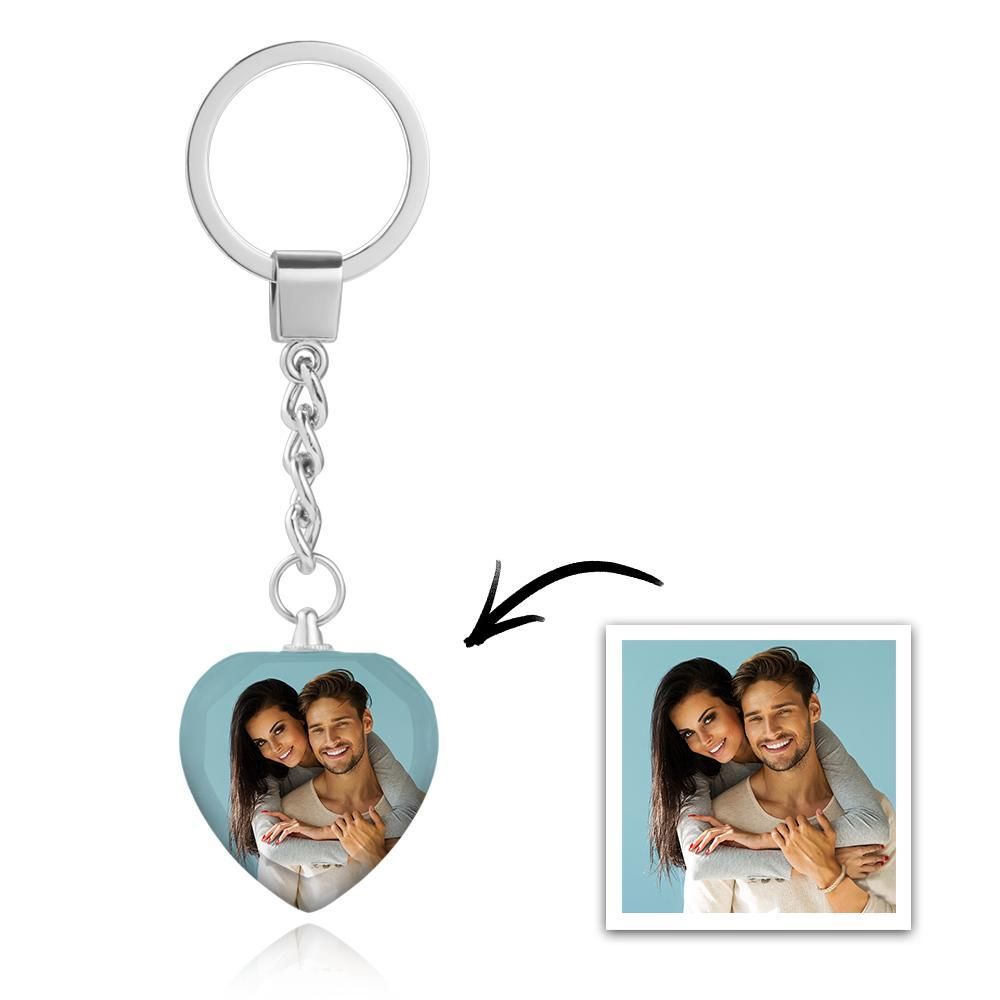 Custom Photo Keychain Crystal Keychain Heart-shaped Gifts for Employees-Christmas Gifts