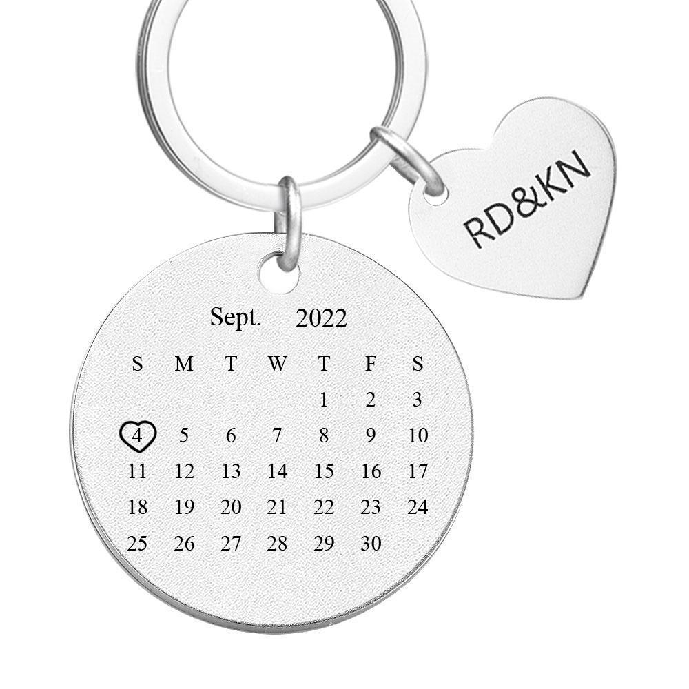 Custom Photo Keychain Personalized Engraved Calendar Keychain Gift For Father