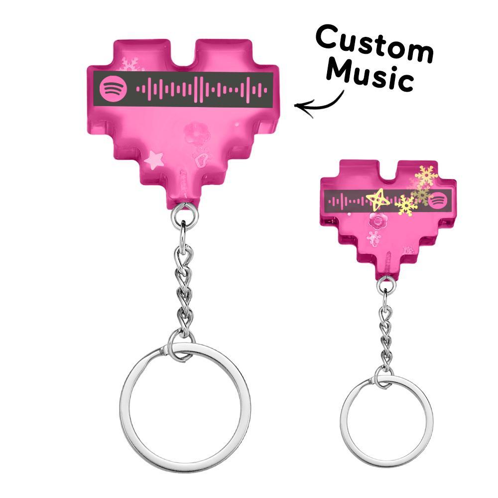 Custom Scannable Spotify Code Keychains Creative Heart Resin Gifts - soufeelau