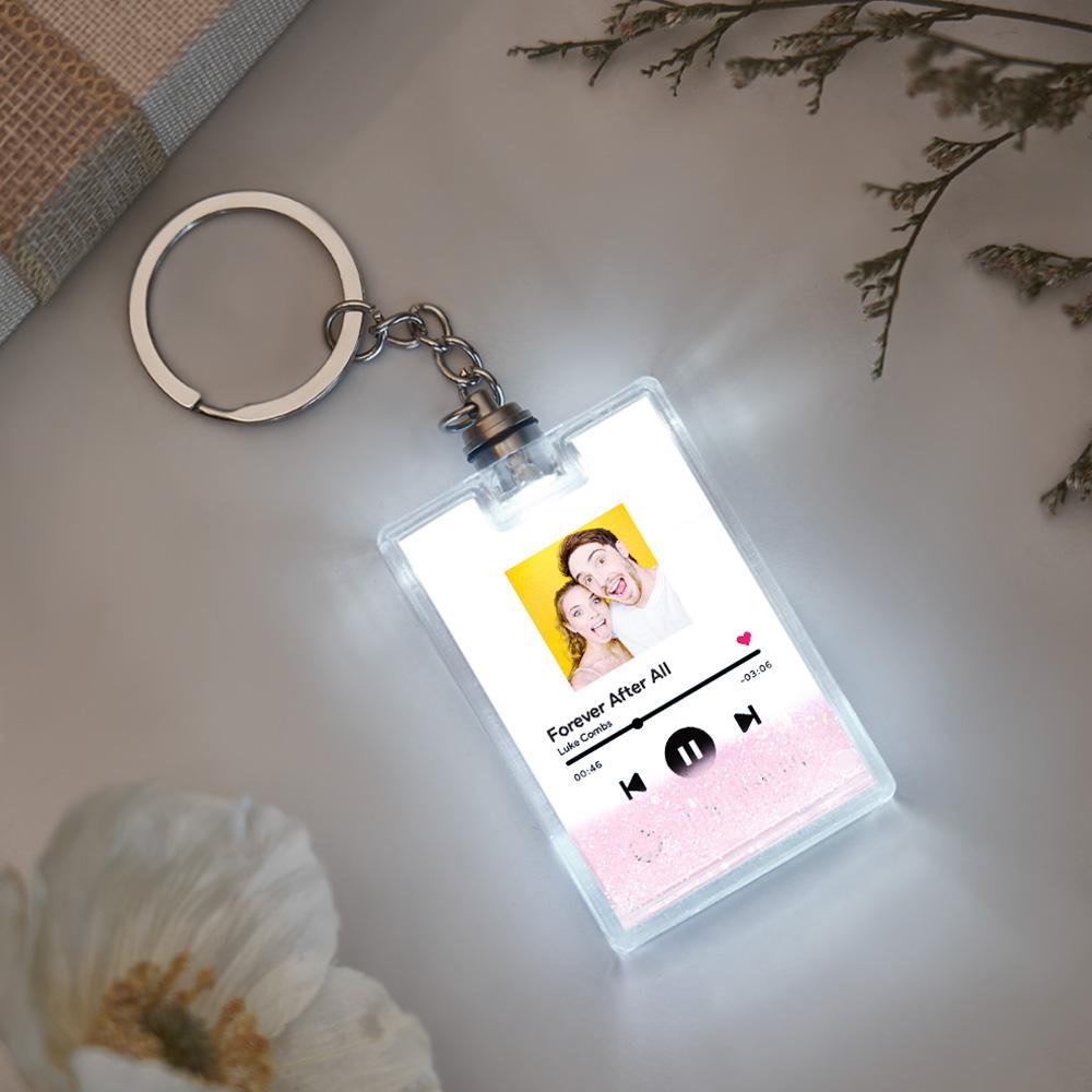 Custom Photo Scannable Spotify Code Illuminated Quicksand Keychain Gift for Any Occasion - soufeelau