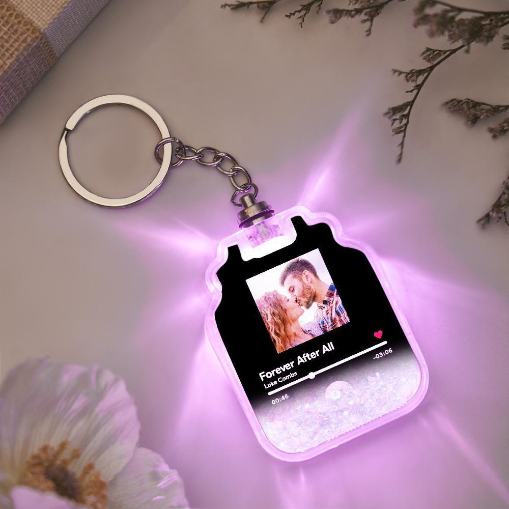 Custom Photo Scannable Spotify Code Illuminated Quicksand Drift Bottle Shape Keychain - soufeelau