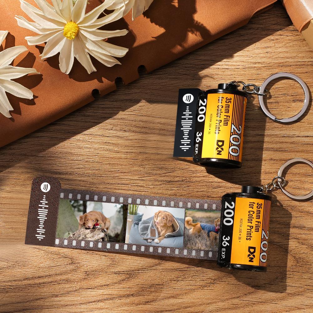 Scannable Spotify Code Film Keychain Spotify Photo Engraved Film Keychain Gifts for Her 15 Pics