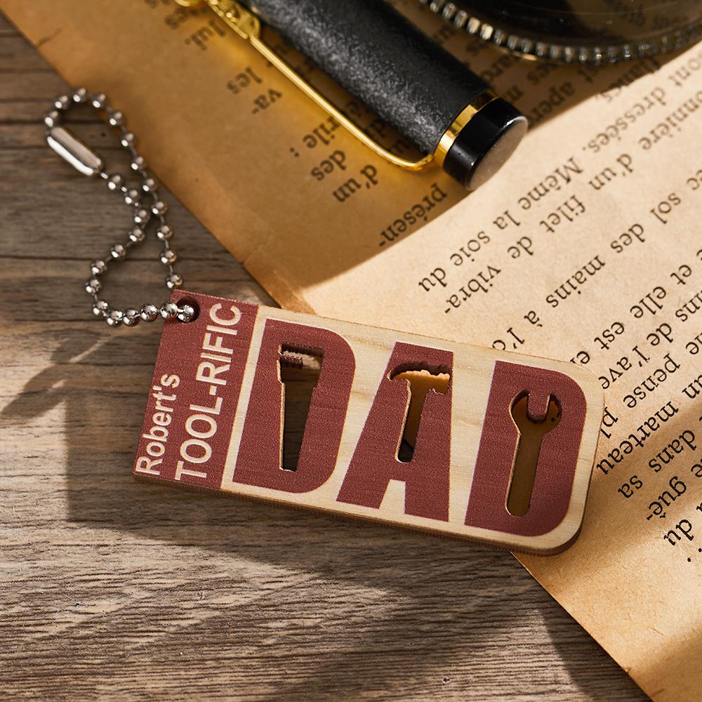 Custom Engraved Keychain with Tool Symbol Gift for Dad - soufeelau