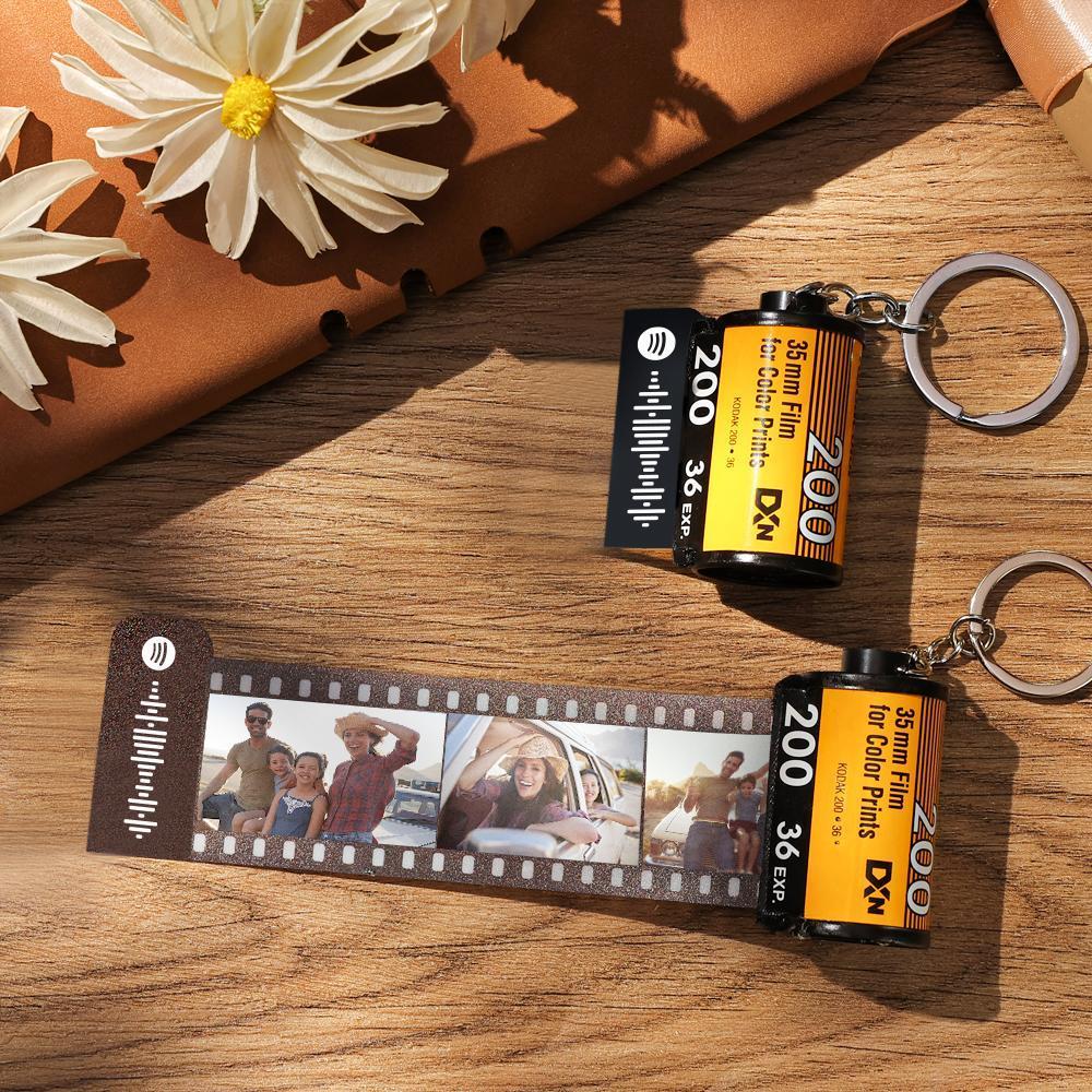 Scannable Spotify Code Film Keychain Spotify Photo Engraved Film Keychain Memorial Gifts 20 Pics