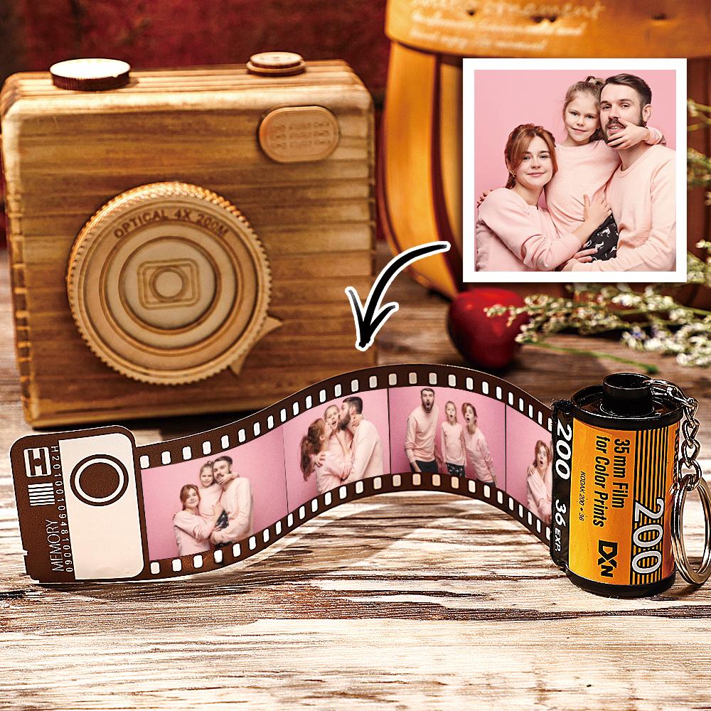 5 Pics Custom Photo Film Roll Keychain with Pictures Customized Photo Family Gifts
