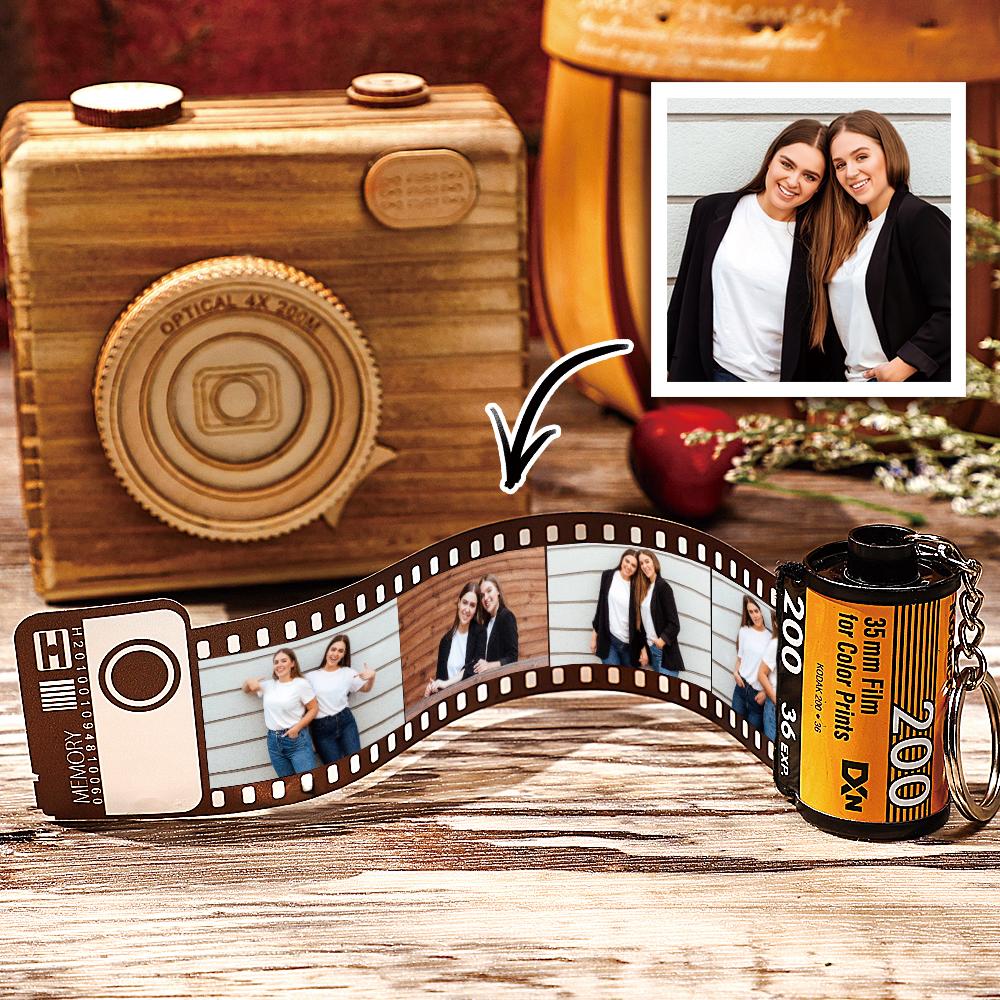 5 Pics Custom Photo Film Roll Keychain with Pictures Customized Photo Gifts for Friend