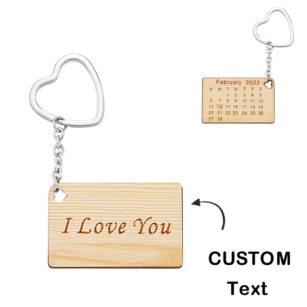 Custom Engraved Calendar Keychain Save the Date Keychain Valentine's Day Gift for Lover - soufeelau