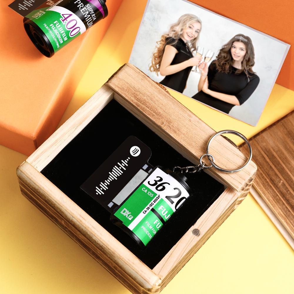 Scannable Spotify Code Film Keychain Spotify Photo Engraved Film Keychain Gifts for Him Green Color 15 Pics