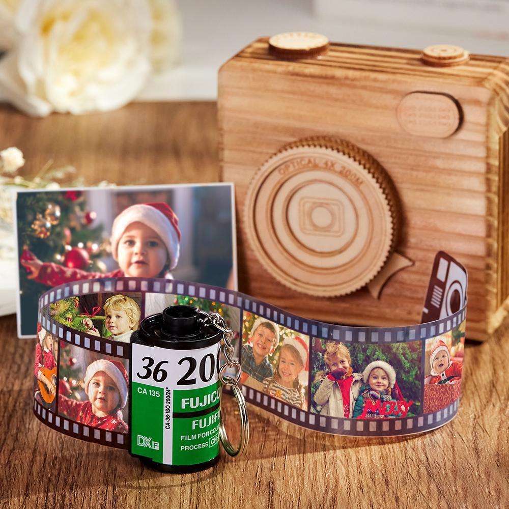 10 Pics Custom Photo Film Roll Keychain Customized Photo Gifts for Family Green Color