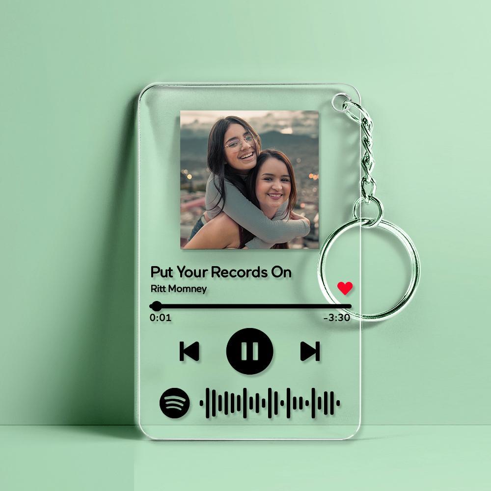 Scannable Spotify Code Plaque Keychain Music and Photo Acrylic Gifts for BFF