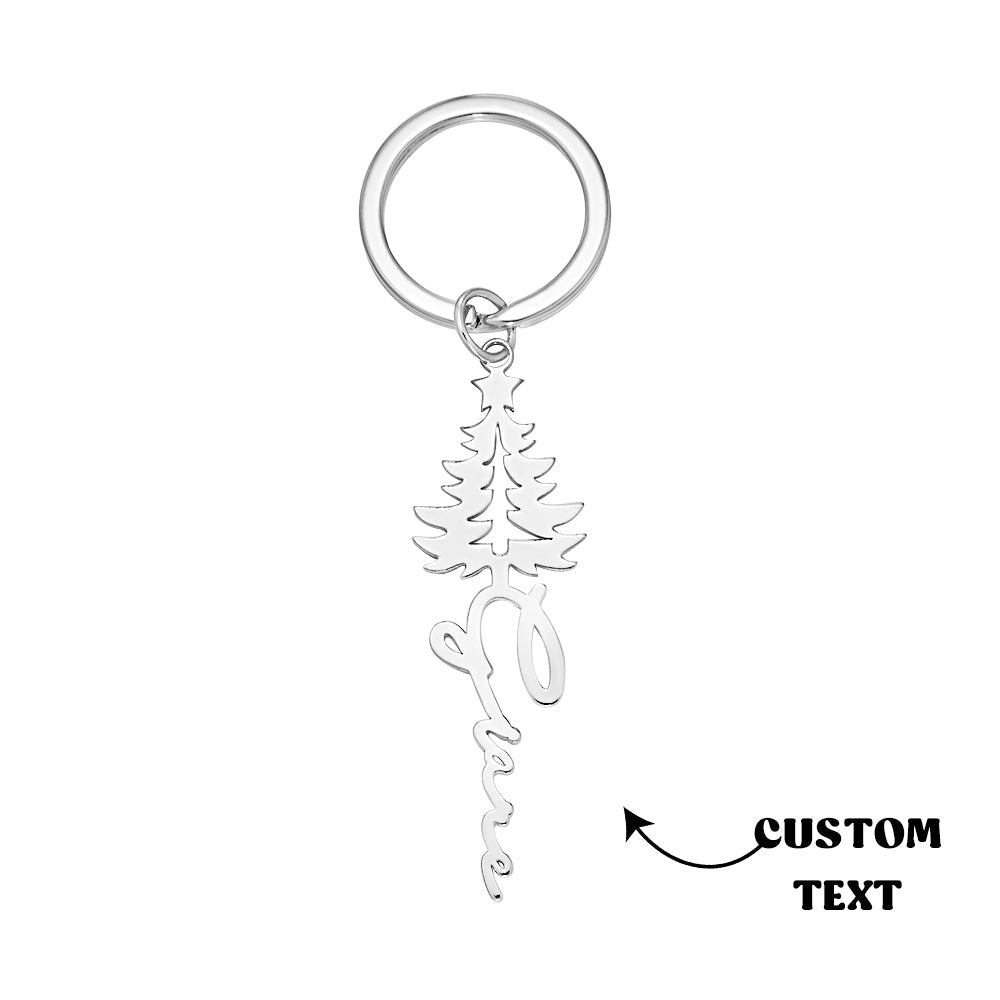 Custom Engraved Name Keychain Christmas Tree Keyring Gift for Her - soufeelau