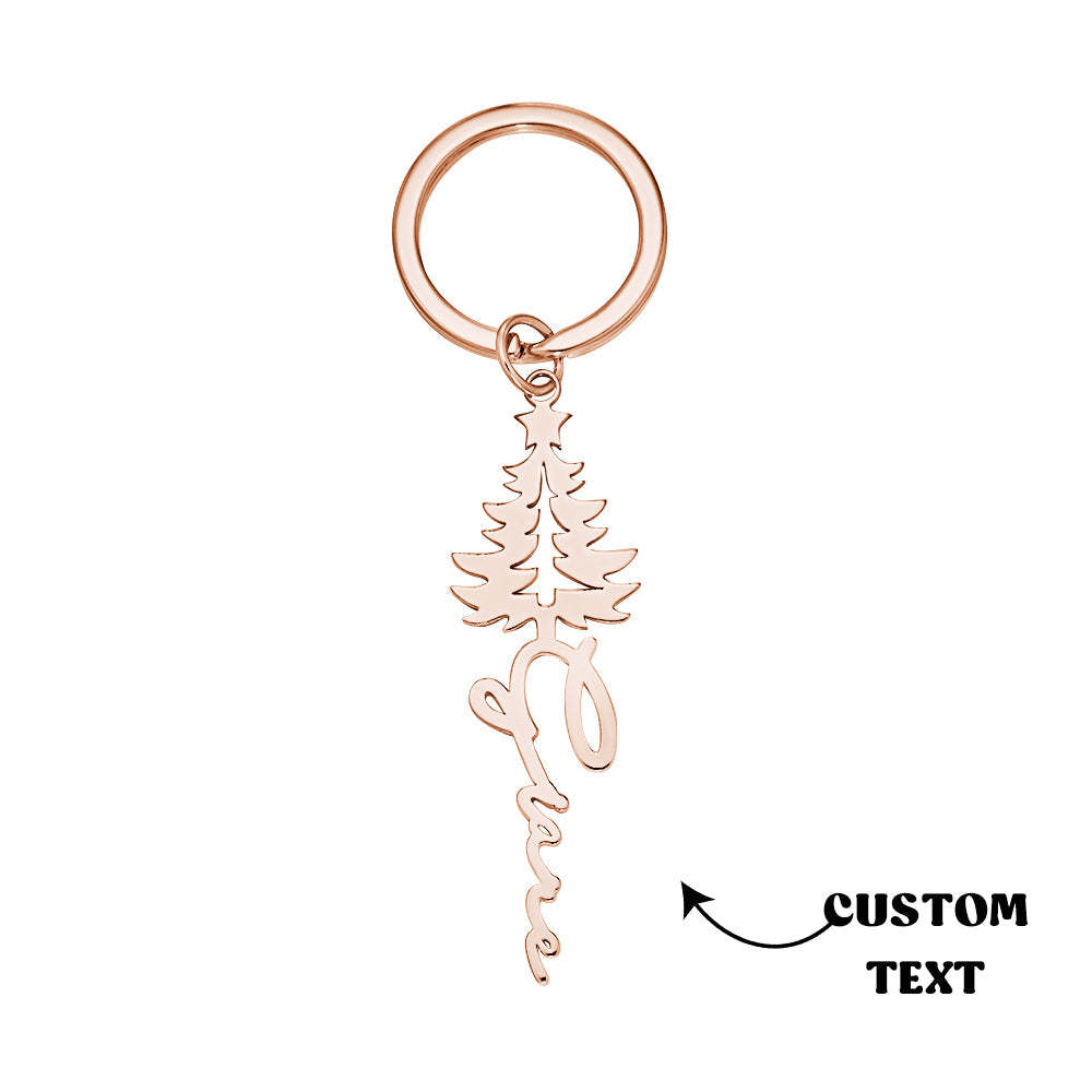 Custom Engraved Name Keychain Christmas Tree Keyring Gift for Her - soufeelau