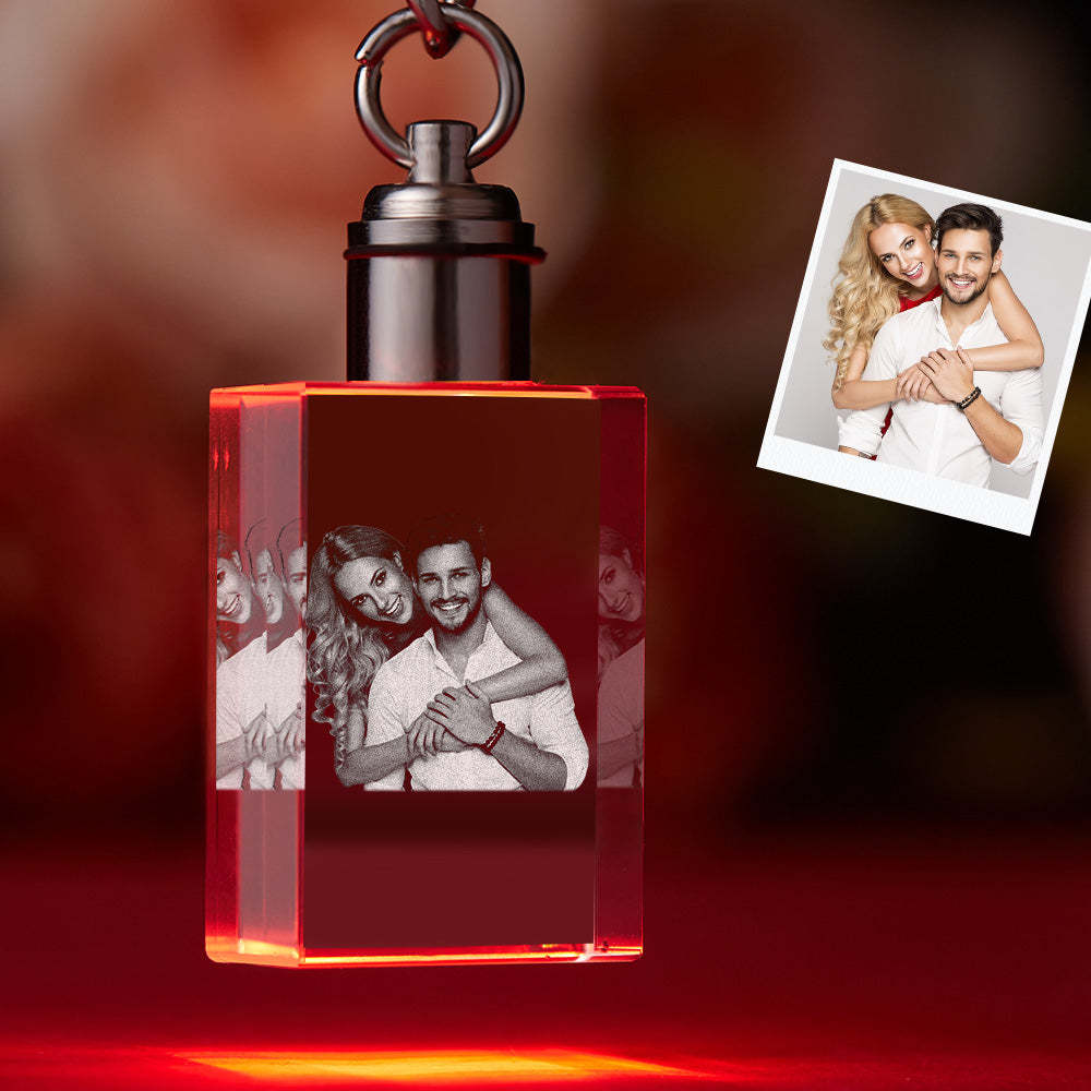 Custom Photo Crystal Keychain Couple Keepake Crystal Keychain Rectangle Shape Photo Keychain - soufeelau