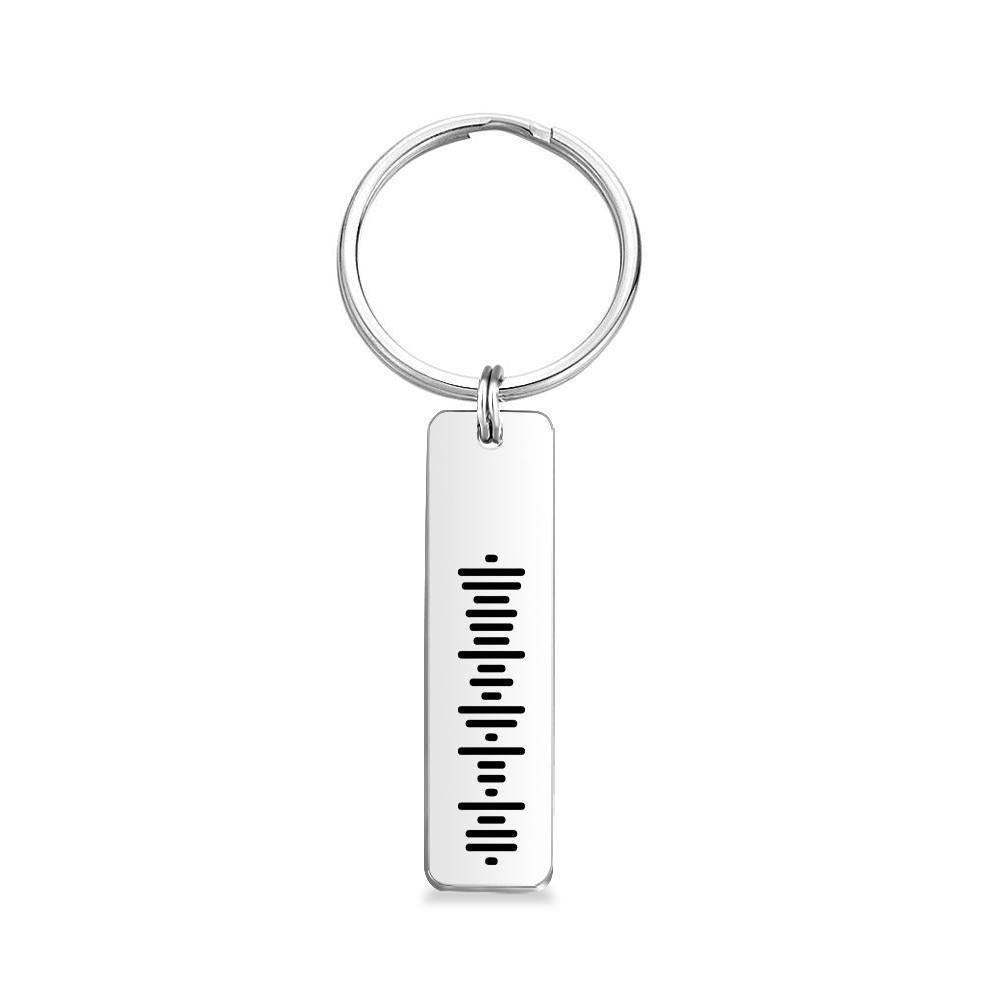 Music Code Keychain, Custom Scannable Engraved Custom Music, Song Keychain Gifts for Him Silver Color