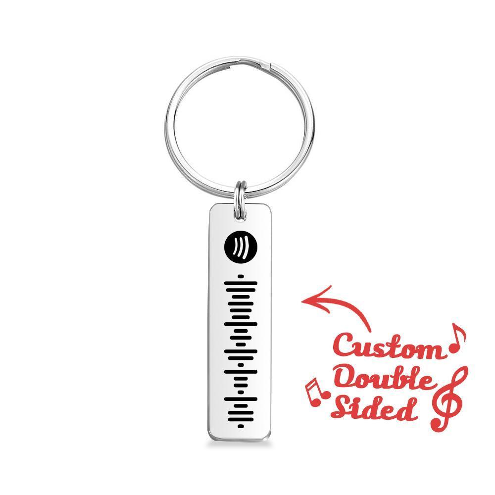 Custom Scannable Spotify Code Keychain, Engraved Custom Music, Song Keychain Gifts for Him Golden Color Double Sided
