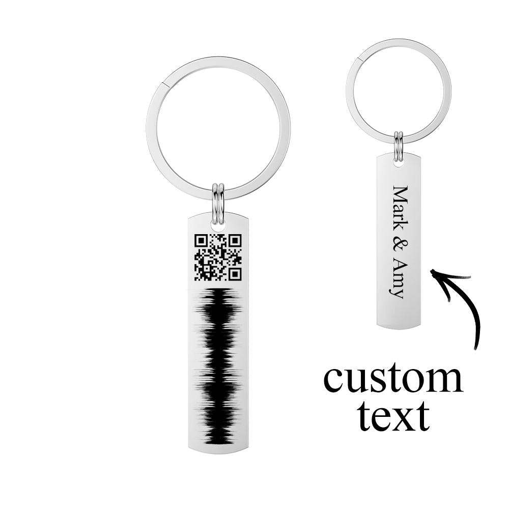 Custom Engraved QR code Keychain Scannable Code Sonic Audio Technology Gift Rose Gold