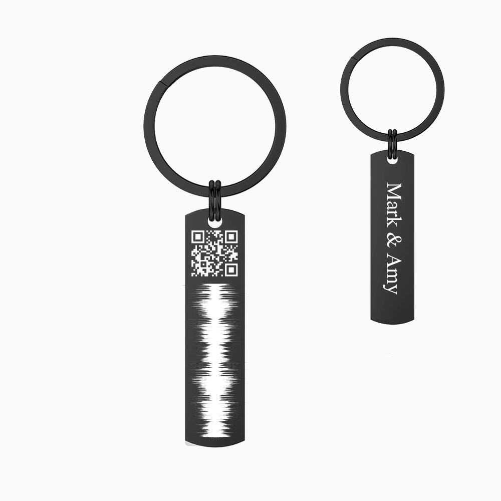 Custom Engraved QR code Keychain Scannable Code Sonic Audio Technology Gift Black-Christmas Gifts