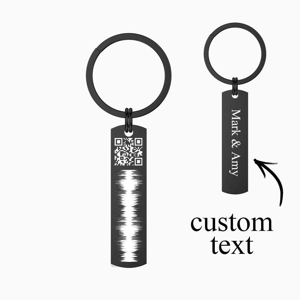 Custom Engraved QR code Keychain Scannable Code Sonic Audio Technology Gift Silver