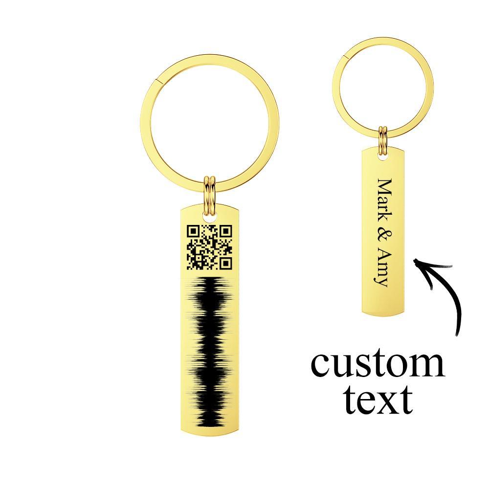 Custom Engraved QR code Keychain Scannable Code Sonic Audio Technology Gift Rose Gold