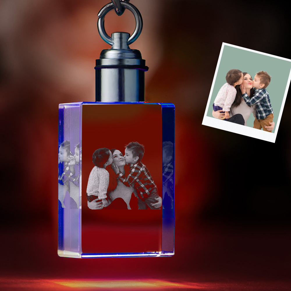 Custom Photo Crystal Keychain Family Keepake Crystal Keychain  Rectangle Shape Photo Keychain - soufeelau