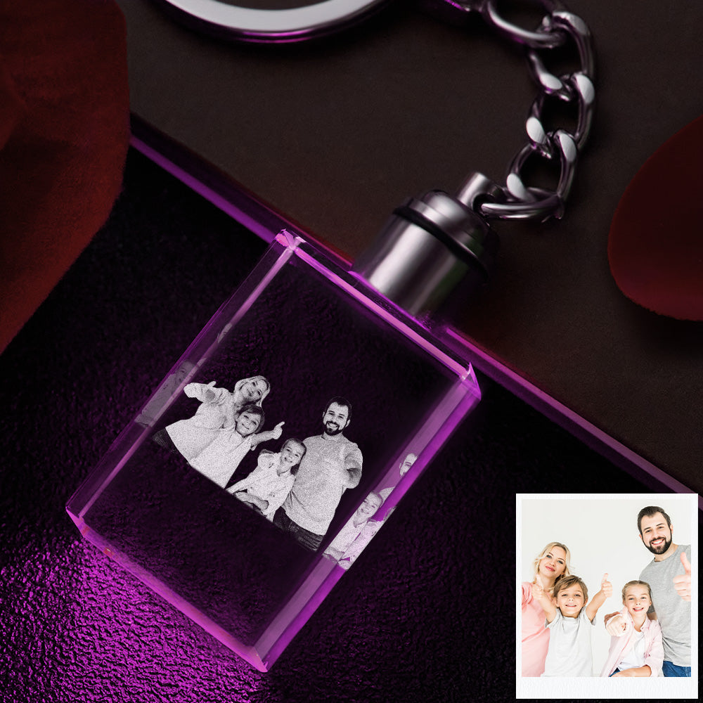 Custom Photo Crystal Keychain Family Keepake Crystal Keychain  Rectangle Shape Photo Keychain - soufeelau