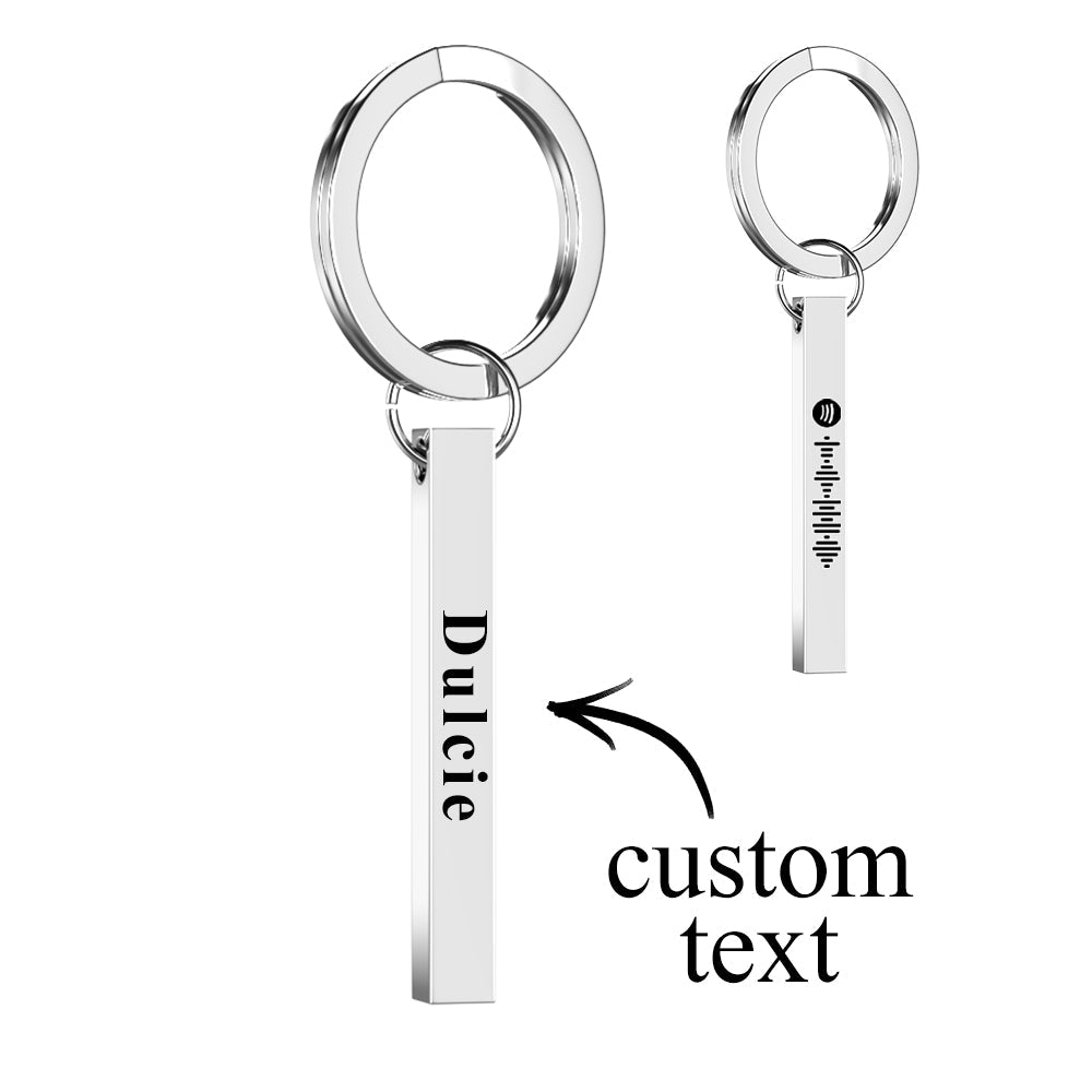 Scannable Spotify Code Keychain Custom 3D Engraved Vertical Bar Keychain Stainless Steel - soufeelau
