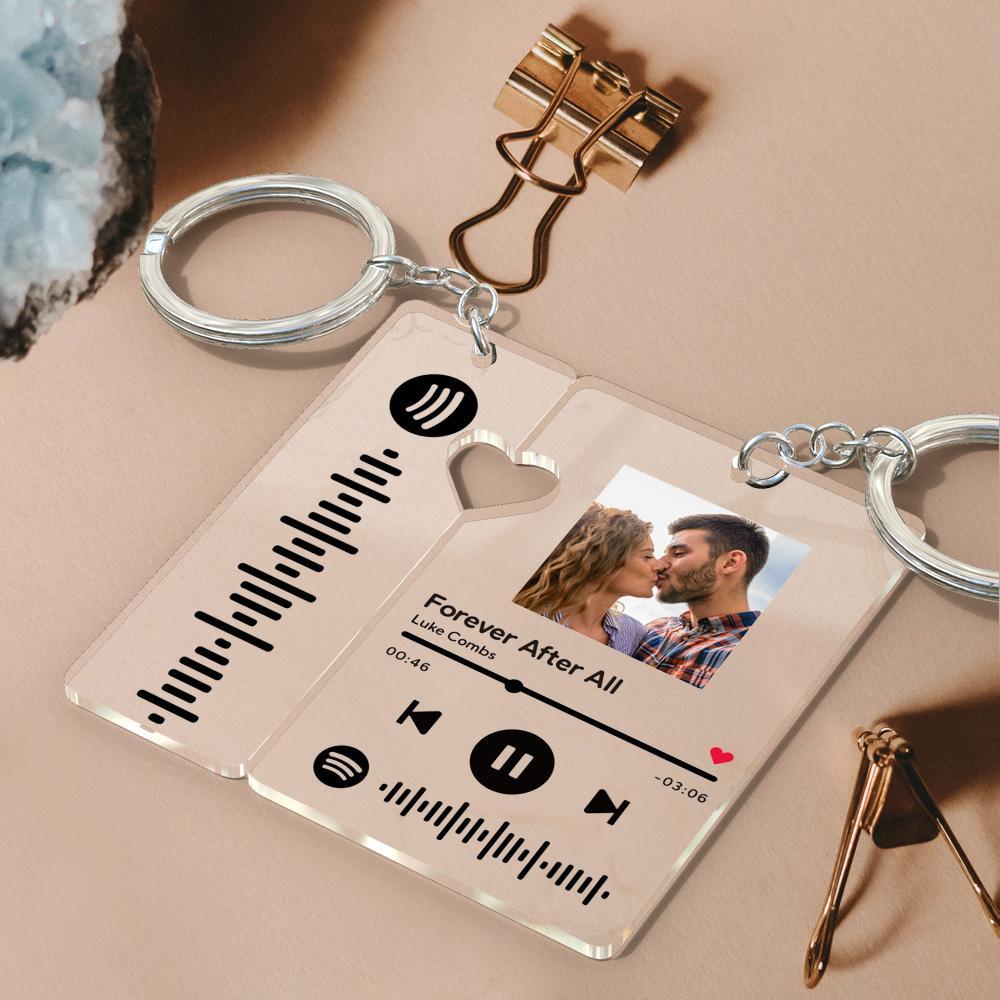 Custom Spotify Keychain With Picture Personalized Scannable Spotify Music Song Code Keychain For Couples Lover Boyfriend Gift - soufeelau