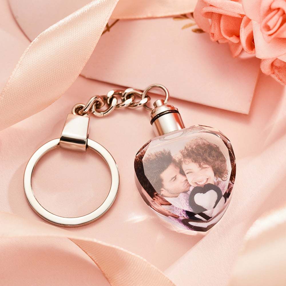 Custom Photo Crystal Keychain Heart-shaped Keychain Gift for Lover - soufeelau