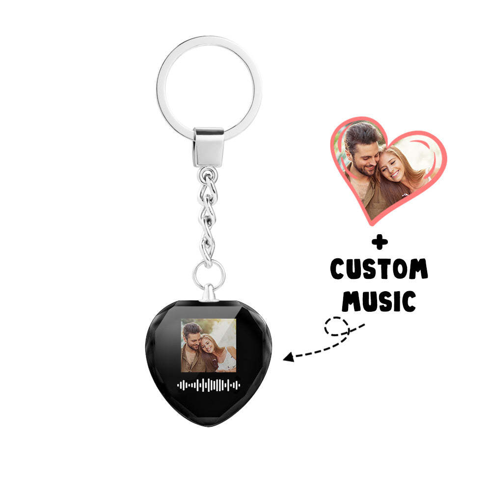 Scannable Custom Photo Music Code Keychain Engraved Music Song Crystal Keychain Memorial Gifts - soufeelau