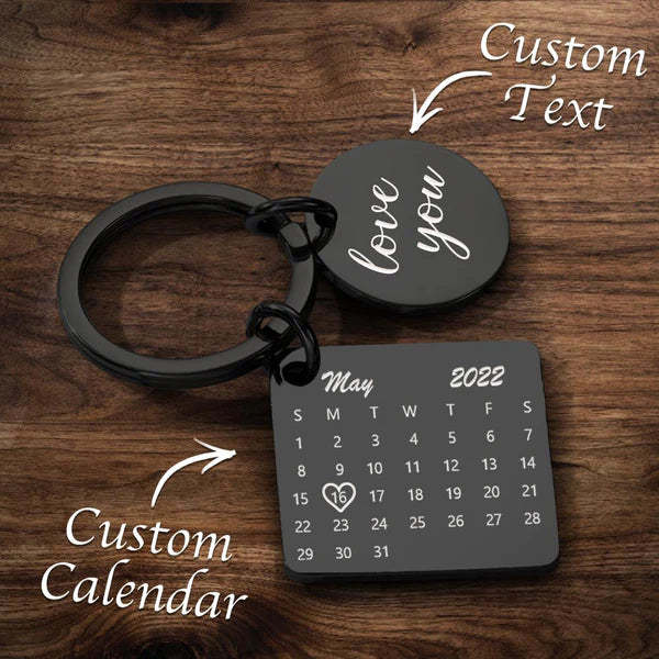 Customized Optional Photo Engraved Calendar Keychain Tag Keychain Perfect Gift For Special Day Best Gifts For Lovers - soufeelau