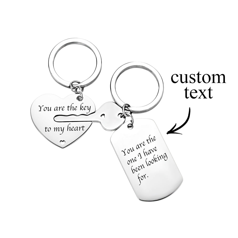 Custom Engraved Couple Keychain Set Key To My Heart Valentine's Day Gifts - soufeelau