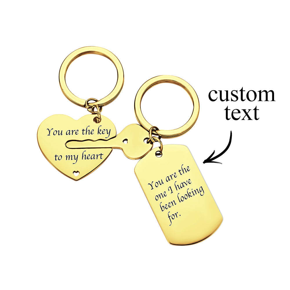 Custom Engraved Couple Keychain Set Key To My Heart Valentine's Day Gifts - soufeelau