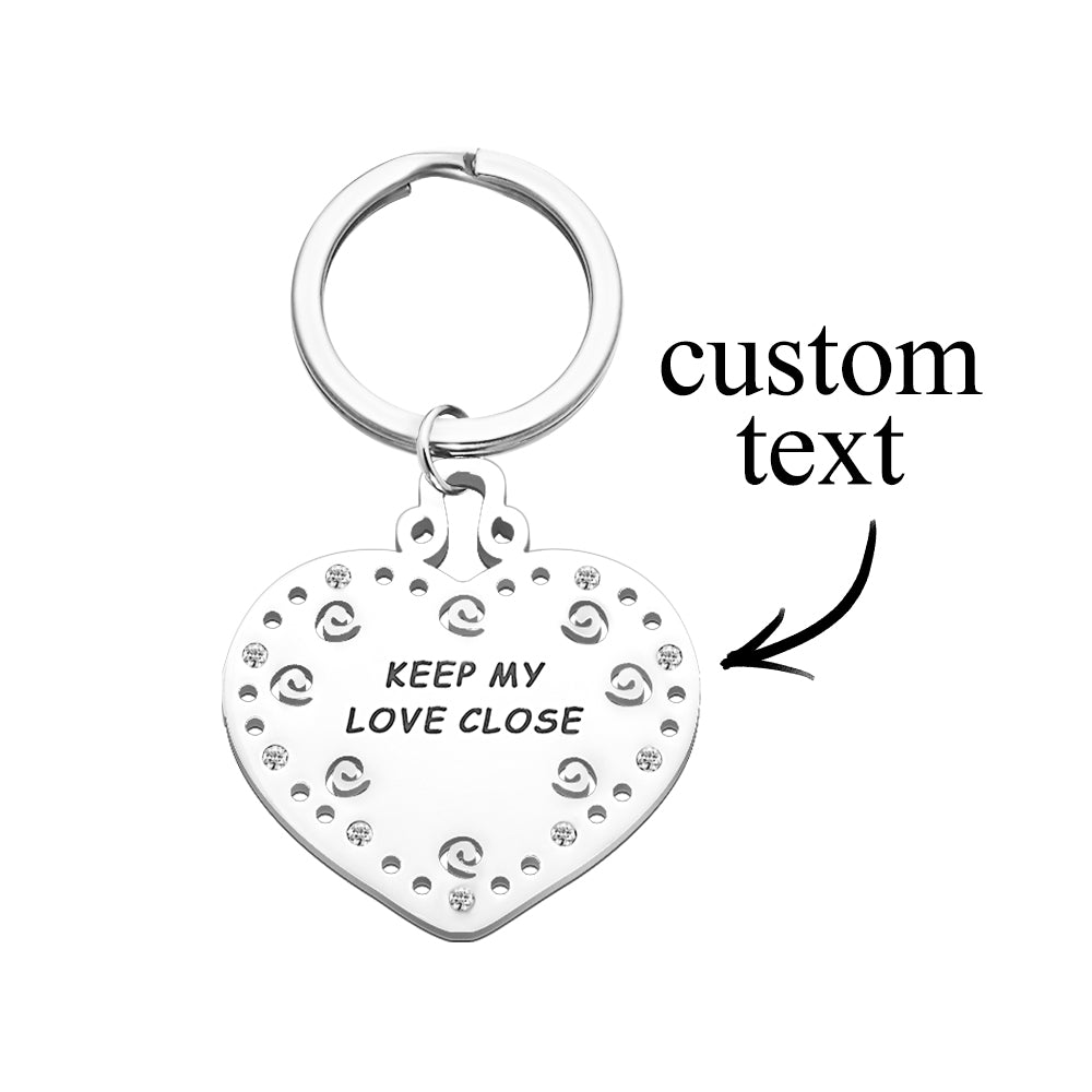 Custom Engraved Heart Rhinestone Keychain Individual Gifts - soufeelau