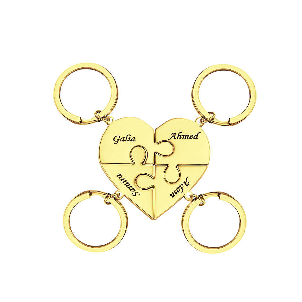 Custom Engraved Keychain Heart-shaped Puzzle Number of Options Creative Gift - soufeelau